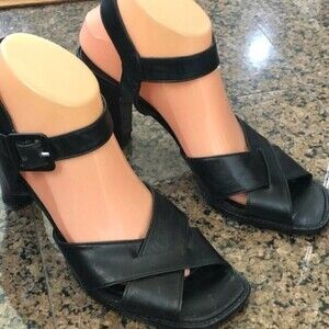 Robert Clergerie Black Leather Strappy Sandals Heeled Size 9.5M